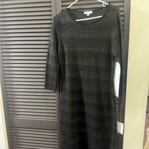 Calvin Klein Black and Gray Long Sleeve Dress